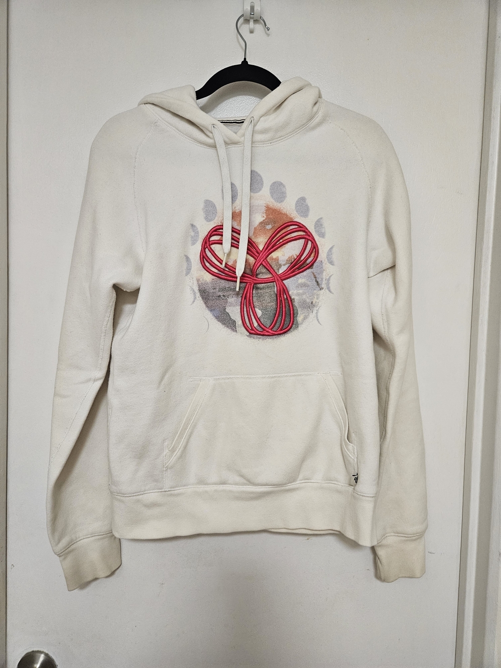 TNA Off-White Hoodie with Red Knot Chest Graphic